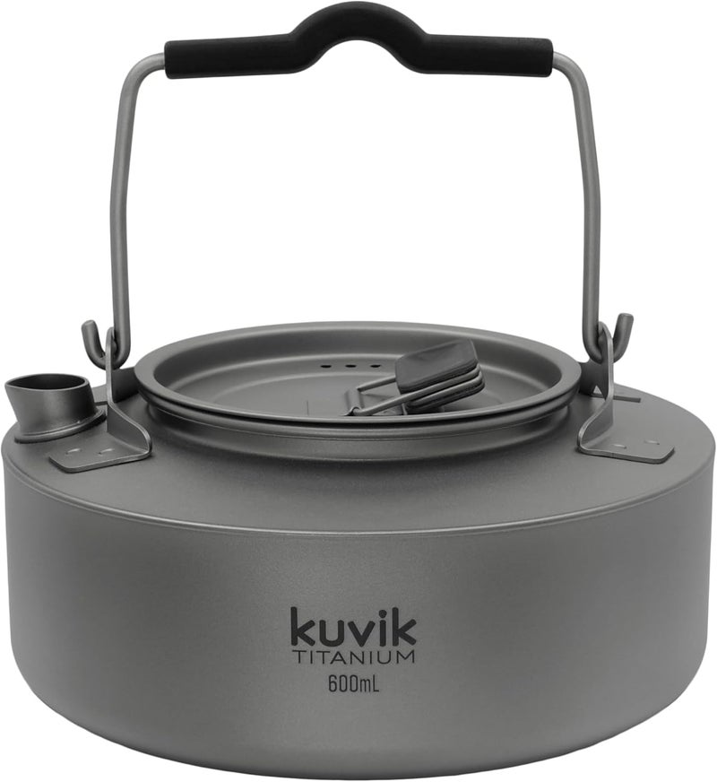 Kuvik Titanium Kettle 600ml (20.3 oz) - Ultralight and Compact Kettle for Backpacking, Camping, and Home - Image 1